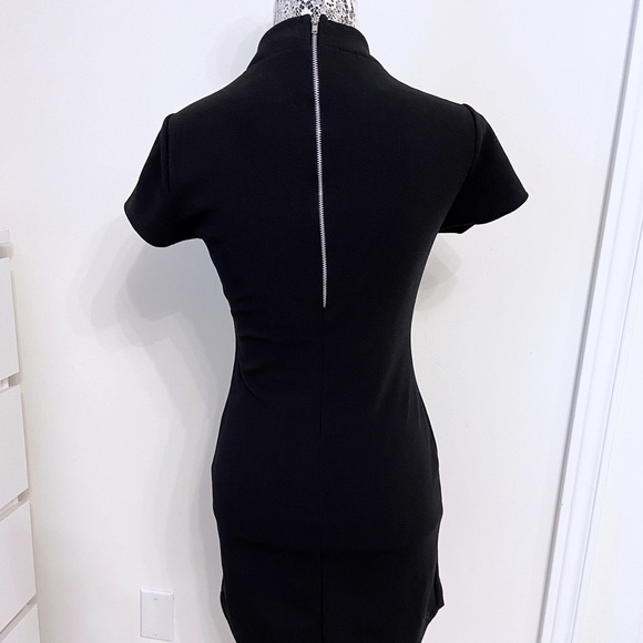 Black Mock Neck T-Shirt Mini Dress, Size S - Picture 4 of 4